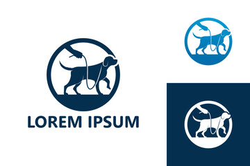 Dog walking logo template design vector