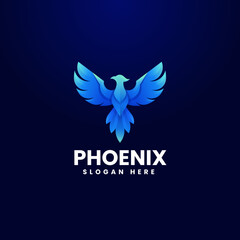 Fototapeta premium Vector Logo Illustration Phoenix Gradient Colorful Style.