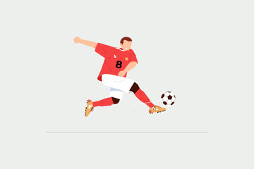 Fototapeta na wymiar football player kicking ball flat illustration
