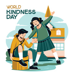 World Kindness Day Concept Friendship and Support All Other Hand Drawn Illustration