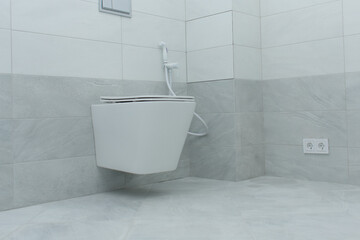 Naklejka na ściany i meble Modern toilet with hygienic shower