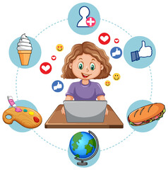 A girl using laptop for online learning