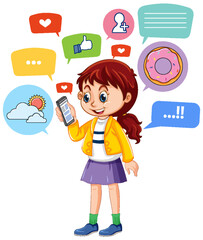 A girl using smartphone for online learning