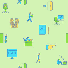 Job quit seamless pattern in colored line style
