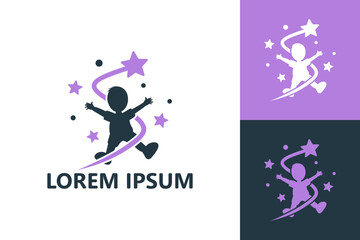 Stars kid logo template design vector