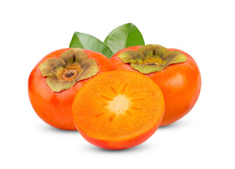 Fresh ripe persimmons isolated on transparent (PNG)