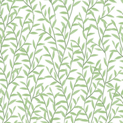 Naklejka na ściany i meble green leaves seamless pattern