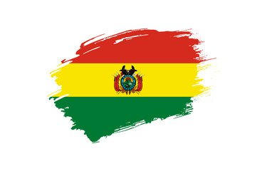 Creative hand drawn grunge brushed flag of Bolivia with solid background