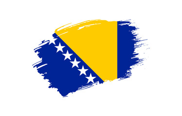 Creative hand drawn grunge brushed flag of Bosnia and Herzegovina with solid background