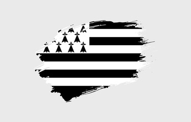 Creative hand drawn grunge brushed flag of Brittany with solid background