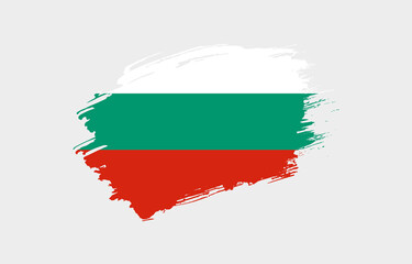 Creative hand drawn grunge brushed flag of Bulgaria with solid background
