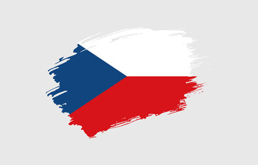 Creative hand drawn grunge brushed flag of Czechia with solid background