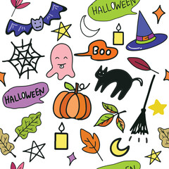 Obraz premium Cute halloween night seamless pattern