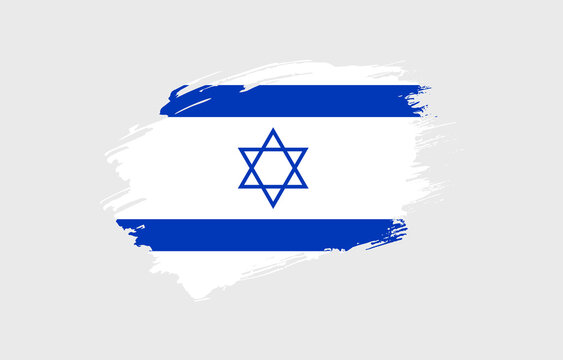Creative hand drawn grunge brushed flag of Israel with solid background