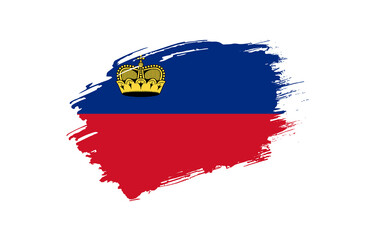 Creative hand drawn grunge brushed flag of Liechtenstein with solid background