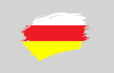 Creative hand drawn grunge brushed flag of North Ossetia with solid background
