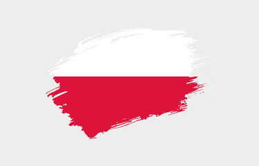 Creative hand drawn grunge brushed flag of Poland with solid background