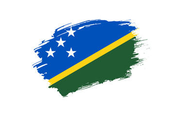 Creative hand drawn grunge brushed flag of Solomon Islands with solid background