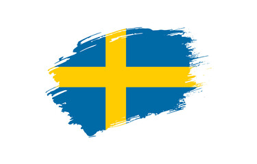 Creative hand drawn grunge brushed flag of Sweden with solid background