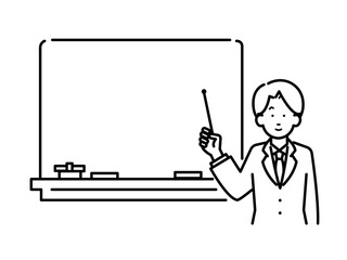 プレゼンや案内をする男性のイラスト素材