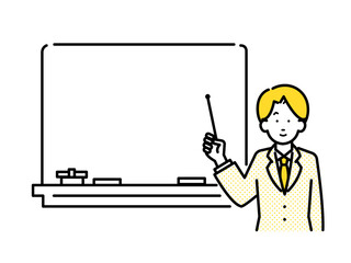 プレゼンや案内をする男性のイラスト素材