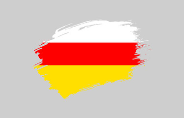 Creative hand drawn grunge brushed flag of South Ossetia with solid background
