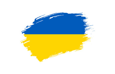Creative hand drawn grunge brushed flag of Ukraine with solid background