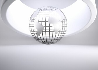 Shiny planet on abstract grey background