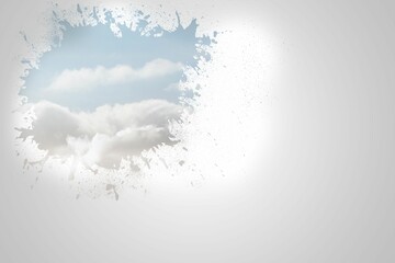 Splash on wall revealing clouds