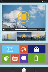 Graphic image of video player with various icons