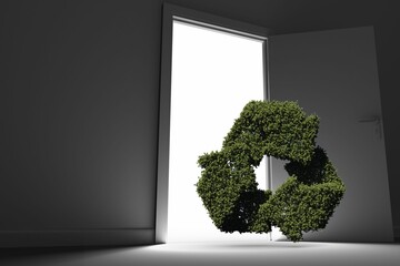 Obraz premium Topiary of recycling symbol at doorway