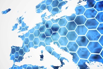 Fototapeta premium Background with hexagons and europa map