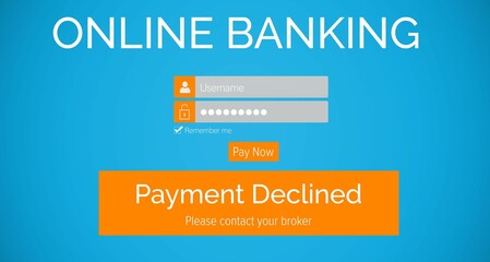 Fototapeta premium Online banking text on blue log in display