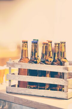 Beer bottles in crate