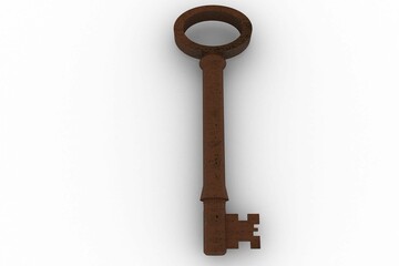 Digitally generated rusty old key