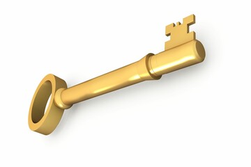 Digitally generated shiny gold key