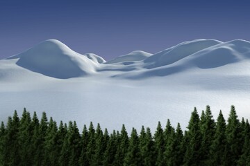 Obraz premium Fir tree forest in snowy land