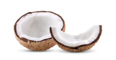 Foto op Canvas Half coconut isolated  on transparent (PNG) © supamas