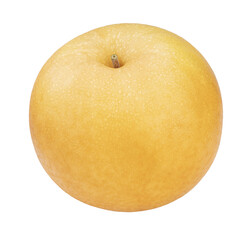Snow pear or Nashi pear or Feng Shui pear on white background, Korea pear fresh fruit with slices on white background PNH file.