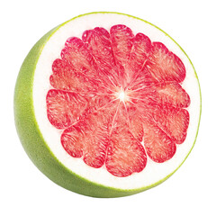 Red Pomelo isolated on white background, Fresh Red Pomelo citrus fruit on white background PNG file.