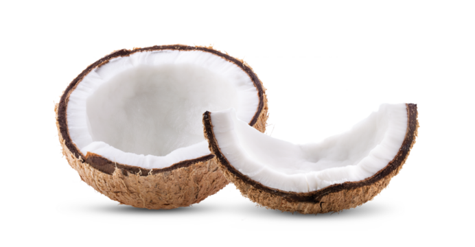 Half coconut isolated  on transparent (PNG)