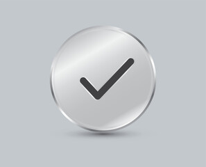 Check mark button isolated on gray background. check list icon. Vector illustration.