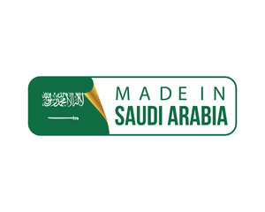 Made in Saudi Arabia label. for logo design, seal, tag, badge, sticker, emblem, symbol, pin, product package, etc. Quality mark vector icon