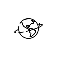 World, Earth, Global Line Icon Vector Illustration Logo Template. Suitable For Many Purposes.