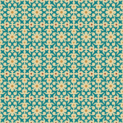 Seamless colorful patchwork from Azulejo tiles. Portuguese and Spain decor. Islam, Arabic, Indian, Ottoman motif. Vector Hand drawn background, Tile Pattern