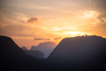 Sunset at Sunset Peak on phang-nga smed nang she