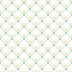Fototapeta premium Seamless geometric green, golden and white dotted background for your designs. Modern vector ornament. Geometric abstract pattern