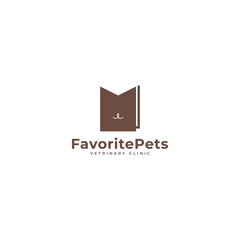 Simple abstract cat logo design and favorite icon.