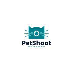 Simple abstract logo design of camera and cat.