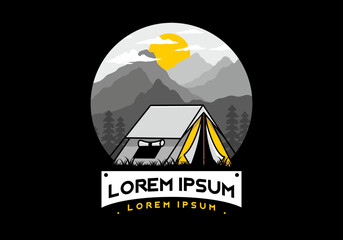 Double layer tent flat illustration badge design